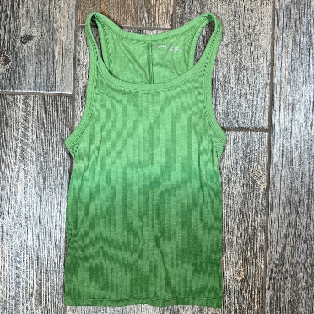 Aerie‎ Ombre Green Ribbed Racerback Tank Top Women's M Cotton Polyester
